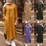 Kaftan Dress Manufacturer - S-5XL Round Neck Long Sleeve Loose Islamic Arab Maxi