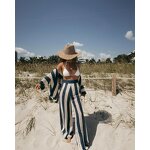 Women's Knit Set Manufacturer - Casual Vneck Hollow Striped Shirt Wide Leg Pants