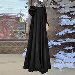 Mullins Satin Robe Manufacturer - Middle East Loose Puff Sleeve Solid Color Dress