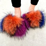 Women's Fur Slippers Manufacturer - New Flat Raccoon Fox Fur Fashion Luxury Shoes
