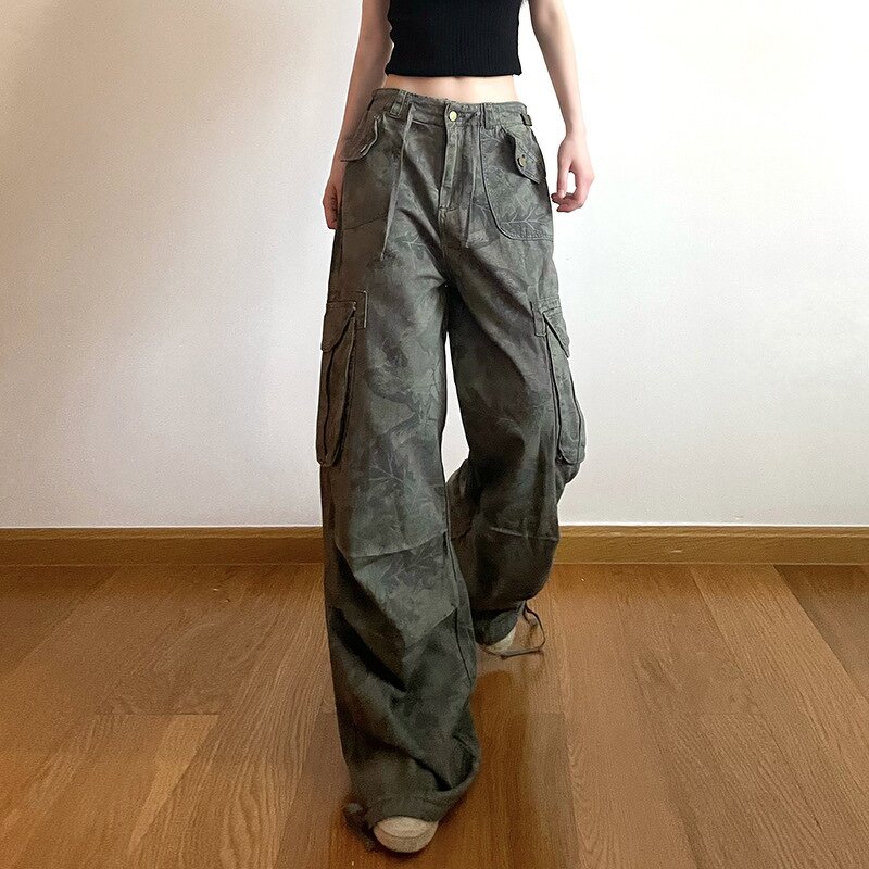 Women's Jeans Manufacturer - Cargo Camouflage Printed Ankle-tied Wide Leg Hip-hop
