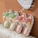 Women's Home Slippers Manufacturer - Summer Non-Slip Cute Bow Platform Cotton Linen