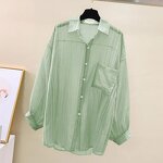 Women's Sunscreen Shirt Manufacturer - Summer Thin Chiffon See Through Cardigan Blouse