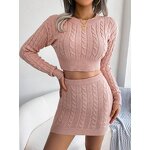 Women's Sweater Set Manufacturer - Knitted Warm Winter Two Piece Skirt Set Ready to Ship