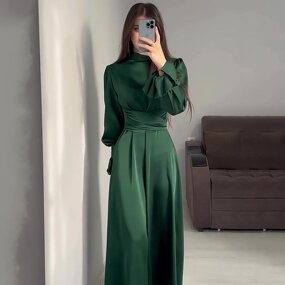 Women's Fairy Dress Manufacturer - Autumn Long Sleeve Waist Puff Sleeve Solid Color