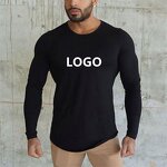 Men's Fitness T-shirt Manufacturer - Winter Plain Long Sleeve 100% Cotton Slim Fit