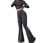 Women's Knit Set Manufacturer - Trendy Top and Flared Pants Two Piece Stylish Set