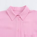 Women's Blouse Manufacturer - 2 Colorway Solid Turn Down Collar Button Up Casual Top