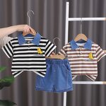 Baby Clothing Set Manufacturer - Summer Cartoon T Shirt Denim Shorts 2Pcs Casual Kids