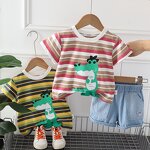 Boys Clothing Set Manufacturer - 2024 Summer Shirt Khaki Shorts Factory Direct Kids