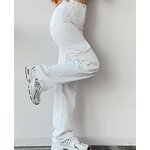 Women's Cargo Pants Manufacturer - 2024 Solid Color Mid-waist Wide Leg Casual Trousers