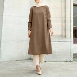 Muslim Tunic Top Manufacturer - Plus Size Crew Neck Loose Long Shirt Dress Islamic