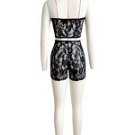 Women's Two Piece Set Manufacturer - Sexy Semi-Sheer Lace Strapless Top Shorts Summer
