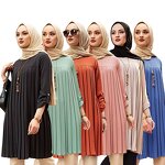 Muslim Blouse Manufacturer - Plus Size 5XL Multicolor Pleated Chiffon Long Shirts