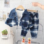 Boys Clothing Set Manufacturer - 2024 Spring Autumn Bear T Shirt Jacket Pants 3Pcs