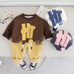 Boys Clothing Set Manufacturer - 2024 Spring Autumn Letter Sweatshirt Sport Pants 2Pcs