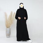 Dubai Abaya Manufacturer - 2024 Crepe Jilbab One Piece Modest Loose Islamic Hoodie