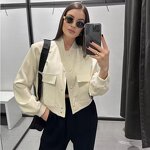 Women's Bomber Jacket Manufacturer - Vintage Solid Lapel Zipper Long Sleeve Casual Coat