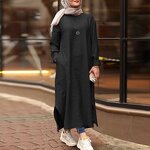 Kaftan Dress Manufacturer - S-5XL Round Neck Long Sleeve Loose Islamic Arab Maxi