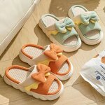 Women's Home Slippers Manufacturer - Summer Non-Slip Cute Bow Platform Cotton Linen
