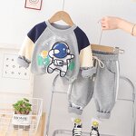 Boys Clothing Set Manufacturer - Spring Autumn Spaceman Sweatshirt Patchwork Pant 2Pcs