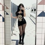 Women's Sleeveless Dress Manufacturer - 2024 Punk Gothic Graffiti Printed Hot Girl