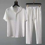 Men's Sports Set Manufacturer - 2024 Summer Thin High-end Short Sleeved Long Pants