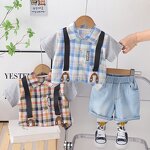 Boys Clothing Set Manufacturer - 2024 Summer Shirt Khaki Shorts Factory Direct Kids