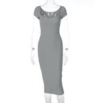 Women's Knit Dress Manufacturer - 2024 Spring Slim Short Sleeve Solid Casual Dress