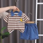 Baby Clothing Set Manufacturer - Summer Cartoon T Shirt Denim Shorts 2Pcs Casual Kids