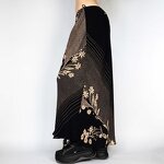 Women's Midi Skirt Manufacturer - Retro Daisy Printed Low Waist Wrapped A Line Slim
