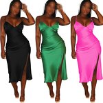 Women's Midi Dress Manufacturer - Backless Sleeveless Sexy Beach Bodycon Strap Slit