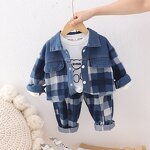 Boys Clothing Set Manufacturer - 2024 Spring Autumn Bear T Shirt Jacket Pants 3Pcs