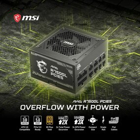 Power Supply Manufacturer - MSI MAG A750GL PCIE5 750W 80+Gold Fully Modular ATX3.1