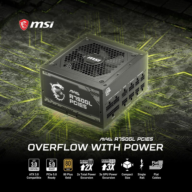 Power Supply Manufacturer - MSI MAG A750GL PCIE5 750W 80+Gold Fully Modular ATX3.1