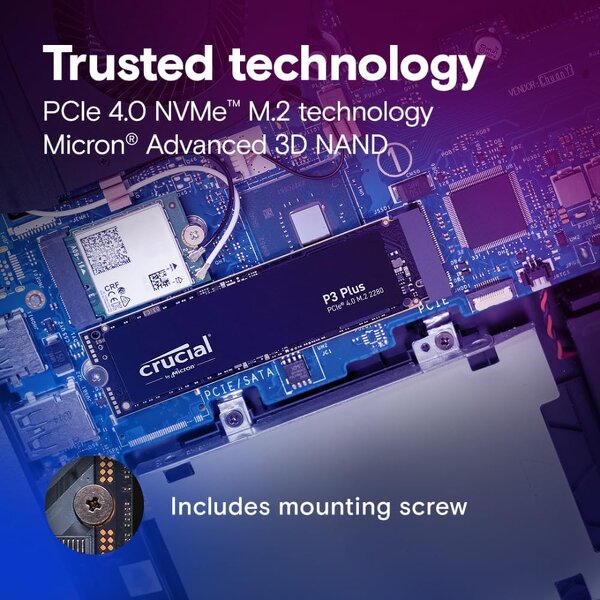 SSD Solid State Drive Manufacturer - Crucial P3 Plus 500GB PCIe4.0 NVMe M.2 5000MB/s Bulk