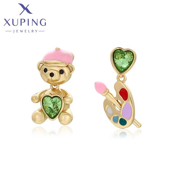 Girl Earring Manufacturer - XUPING Small MOQ Cute Animal Bear Rabbit Fish Deer Stud