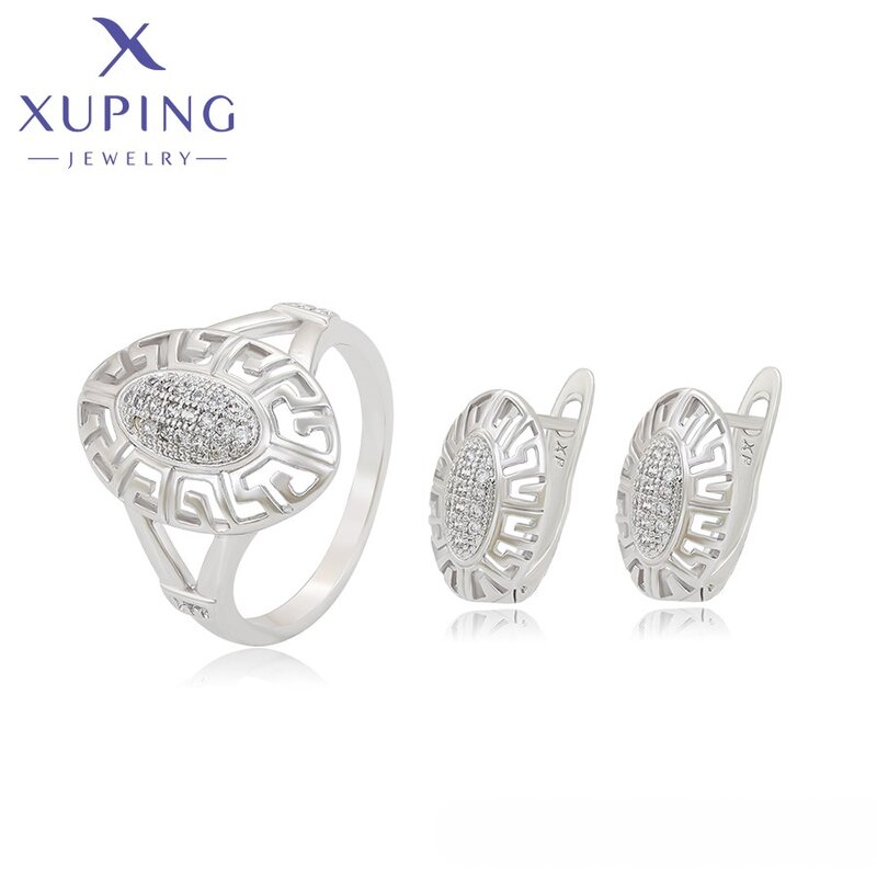 Women Jewelry Set Manufacturer - XUPING 64962 Platinum Plated Ring Earrings Copper