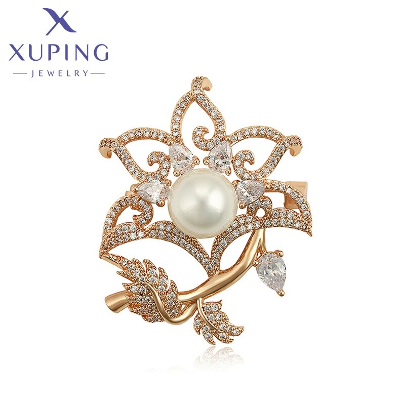 Women Brooch Manufacturer - XUPING A00902716 18K Gold Plated CZ Pearl Elegant