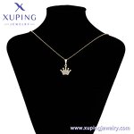 Pendant Manufacturer - XUPING X000987849 14K Gold Plated Iced Out Crown Necklace