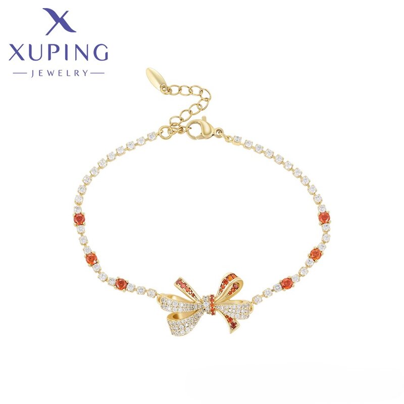 Women Bracelet Manufacturer - XUPING X000925809 14K Gold Plated Ribbon Crystal Vintage