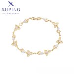 Women Bracelet Manufacturer - XUPING X000925776 14K Gold Plated Crystal Leaf Environmental