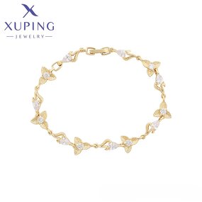 Women Bracelet Manufacturer - XUPING X000925776 14K Gold Plated Crystal Leaf Environmental