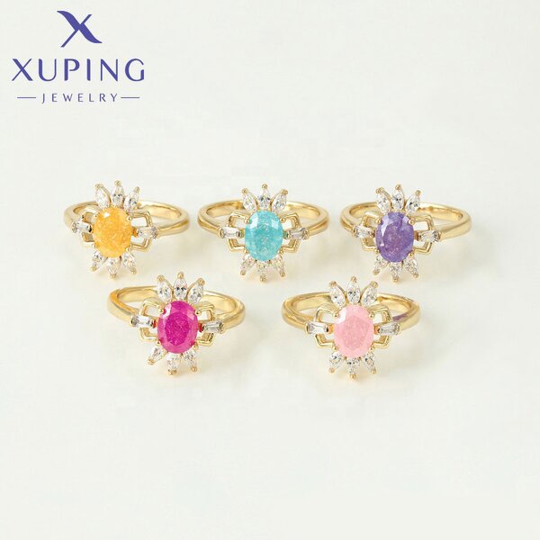 Women Ring Manufacturer - XUPING 15649 14K Gold Plated Vintage Diamond Daily Simple