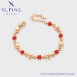 Women Bracelet Manufacturer - XUPING X000973574 18K Gold Plated Flower Red Heart Chain