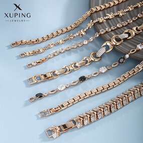 Women Bracelet Manufacturer - XUPING Gold Plated Flower Cuban Tennis Chain Link