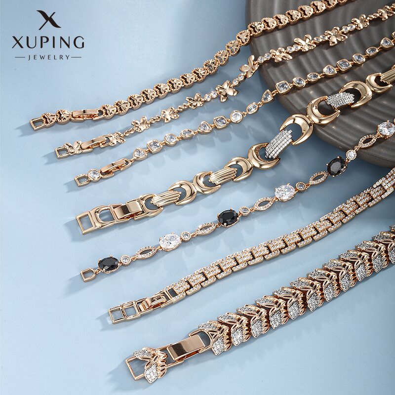 Women Bracelet Manufacturer - XUPING Gold Plated Flower Cuban Tennis Chain Link