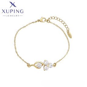 Women Bracelet Manufacturer - XUPING X000926235 14K Gold Plated Environmental Copper Simple