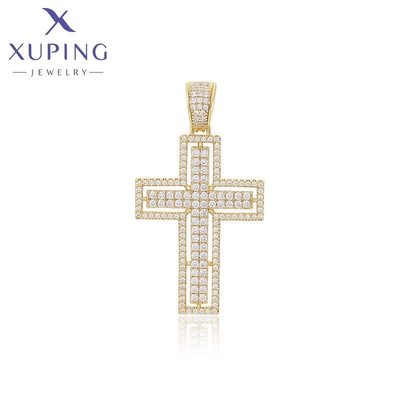 Men Pendant Manufacturer - XUPING X000743913 14K Gold Plated Cross Hip Hop Necklace