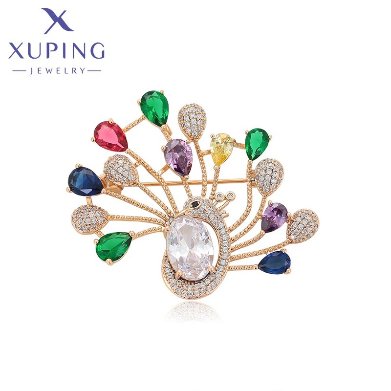 Women Brooch Manufacturer - XUPING S00109504 18K Gold Plated Peacock Animal Fashion